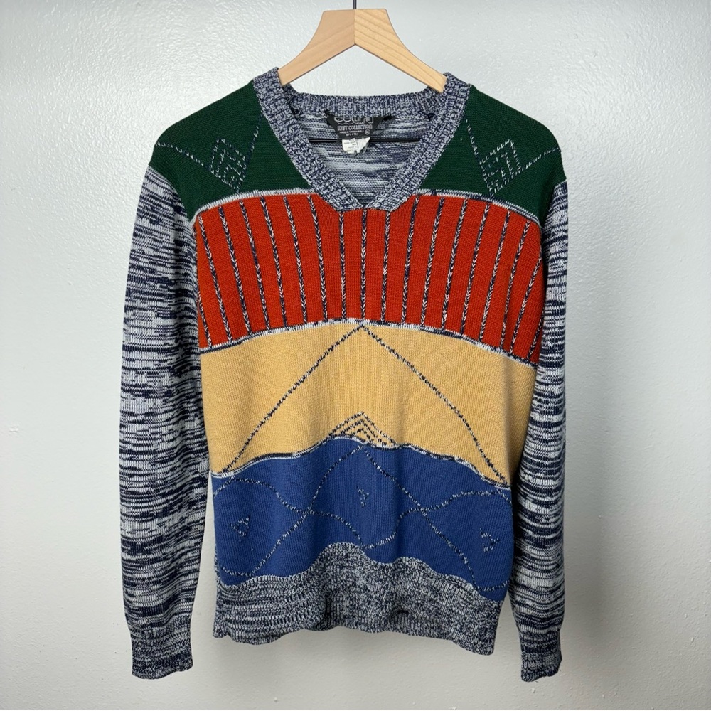 Vintage 70’s CELLINI Knit Crewneck Sweater Fits Medium Hippie Retro Casual